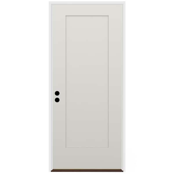 36 in. x 80 in. 1-Panel Right-Hand/Inswing Unfinished Primed White Fiberglass Prehung Front Door w/4-9/16 in. Jamb Size