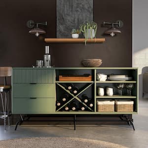 Yaztra Sage Green TV Stand Fits TV's up to 65 in. with 3-Drawers and 4-Shelves