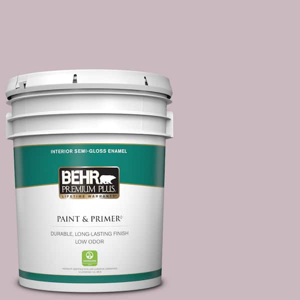 BEHR PREMIUM PLUS 5 gal. #690E-3 Iris Pink Semi-Gloss Enamel Low Odor Interior Paint & Primer