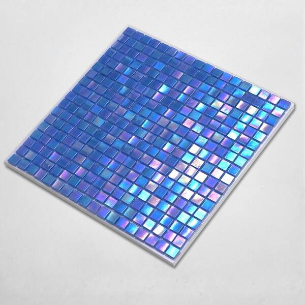 Apollo Tile Skosh 4 in.x 5 in. Glossy Azure Blue Glass Mosaic