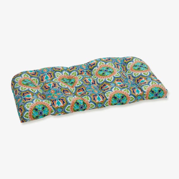 Pillow Perfect Novelty Rectangular Outdoor Bench Cushion in Blue