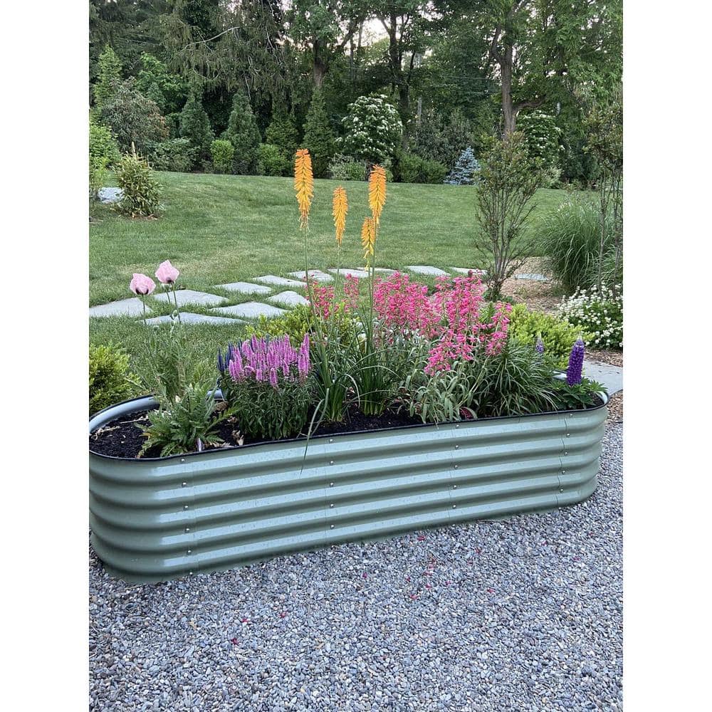 Olive Green 17" Tall Modular Metal Outdoor Raised Garden Bed