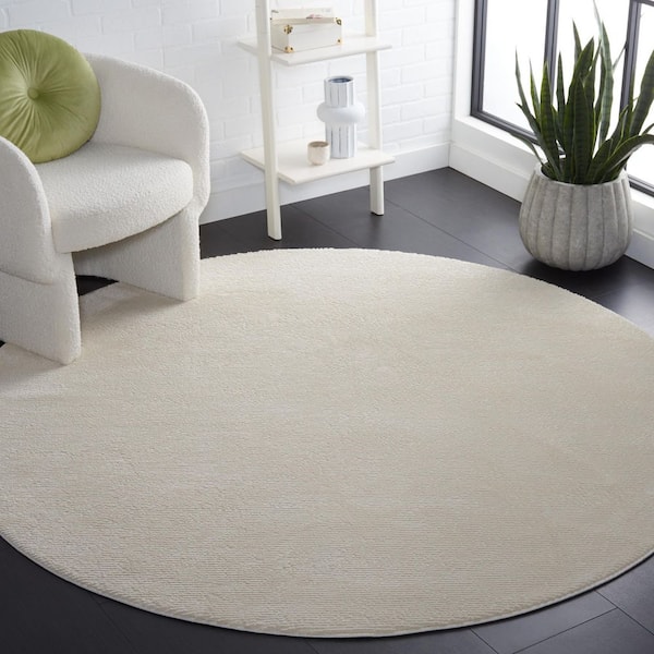 Revive Ivory 7 ft. x 7 ft. Solid Round Area Rug