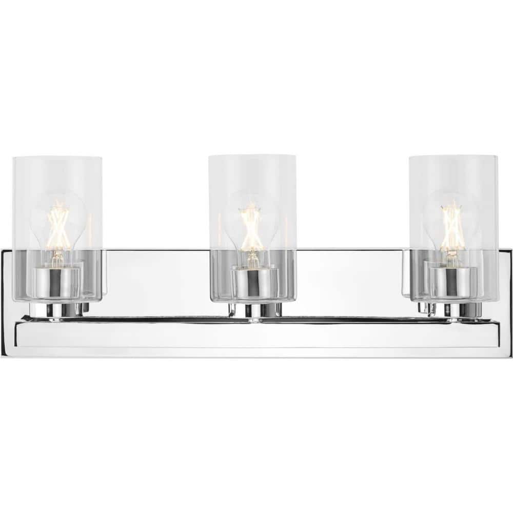 Goodwin Polished Chrome 3-Light Vanity with Clear Glass Shades