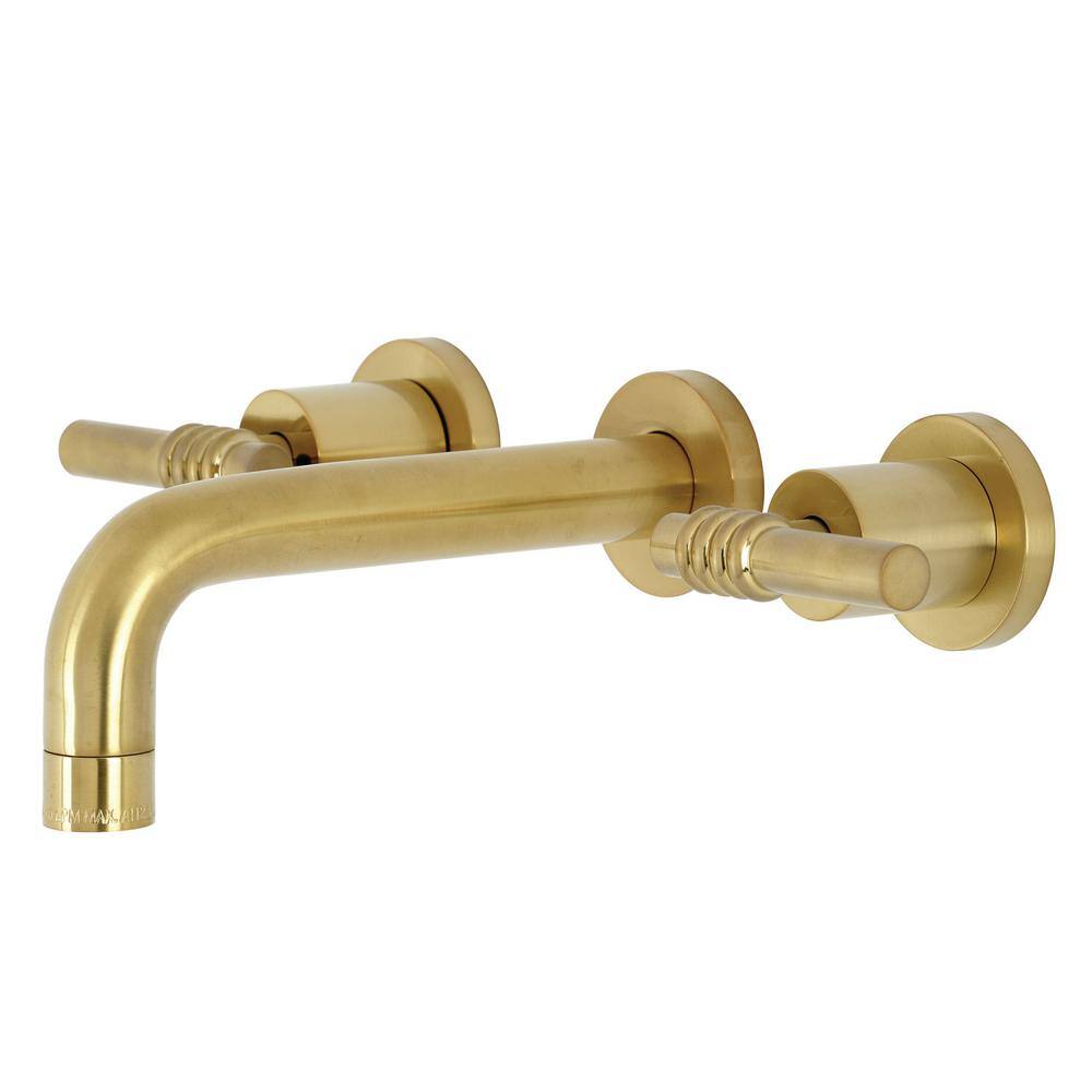 Kingston Brass Milano Handle Wall Mount Bathroom Faucet In Brushed Brass Hks Ml