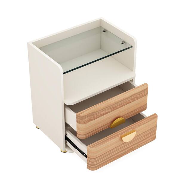 BYBLIGHT Fenley White 3-Drawer 19.69 in. Nightstand