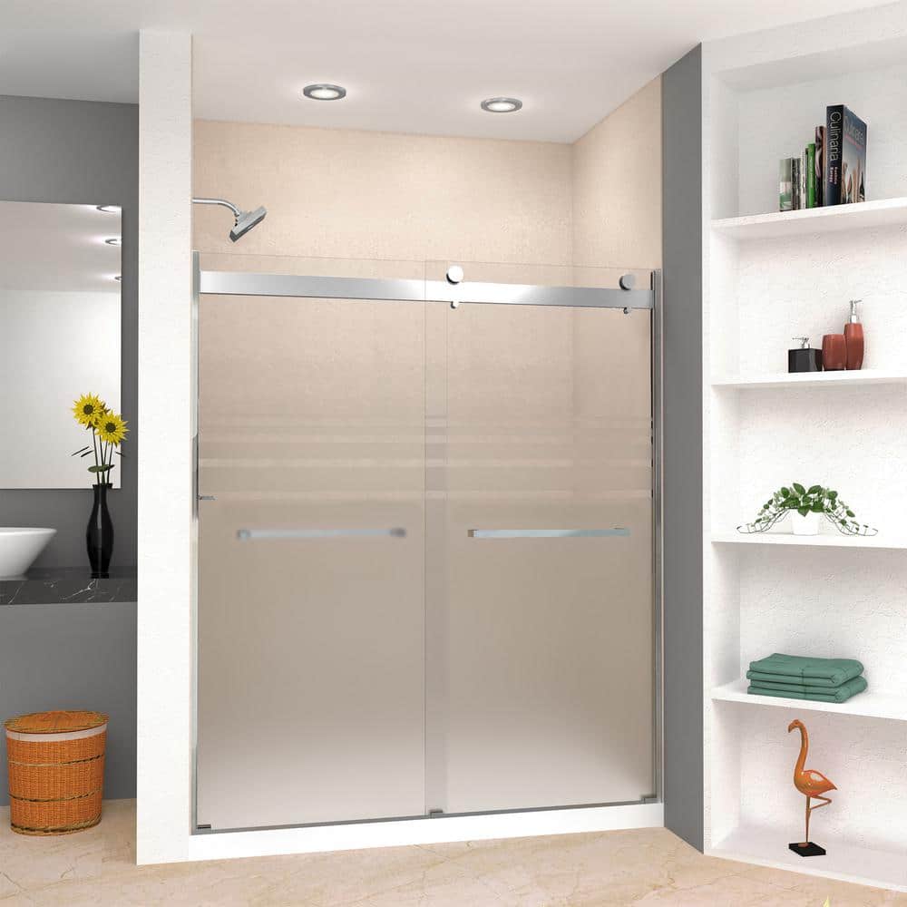 70" High x 60" Wide Frameless Sliding Shower Door in Chrome Finish