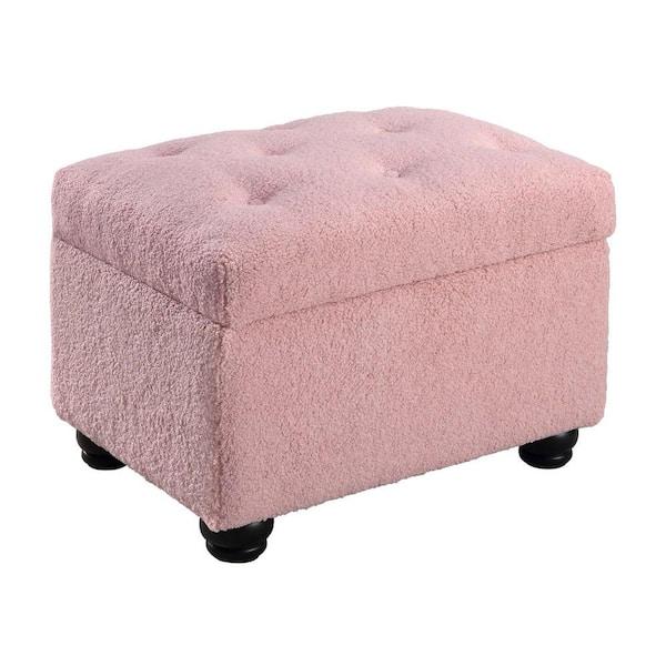 Convenience Concepts Designs4Comfort 5th Avenue Pink Polyester Sherpa Storage Ottoman