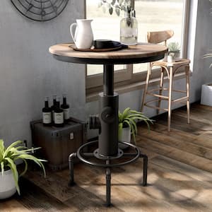 Wyette 42 in. Rustic Antique Black and Natural Tone Metal Bar Height Table