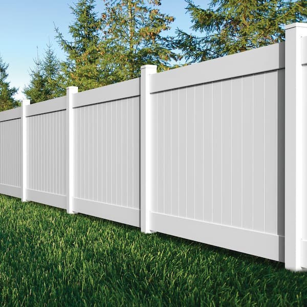 Linden 5 ft. H x 8 ft. W White Vinyl Fence Panel (Unassembled)