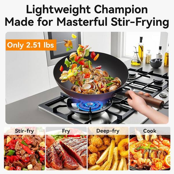 AOSION 13" Carbon Steel Wok Set – 12-Piece Nonstick Stir-Fry Pan Set With Lid & Accessories - View #12