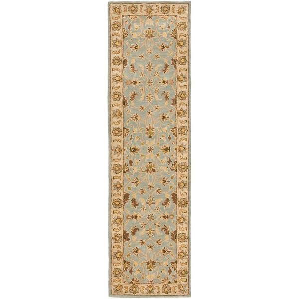 SAFAVIEH Heritage Light Blue/Beige 2 ft. x 22 ft. Border Runner Rug