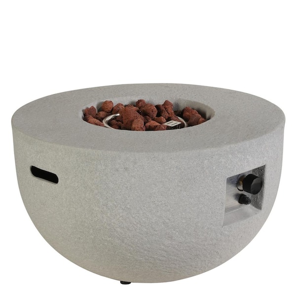 SUMOLULIFE 30 inch Round Propane Fire pits Gray with Lava Rocks