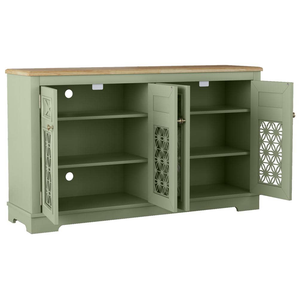 Festivo 57" Green Vintage Wood Buffet Sideboard Cabinet