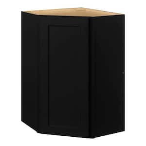 Avondale 24 in. W x 24 in. D x 36 in. H Ready to Assemble Plywood Shaker Diagonal Corner Kitchen Cabinet in Raven Black