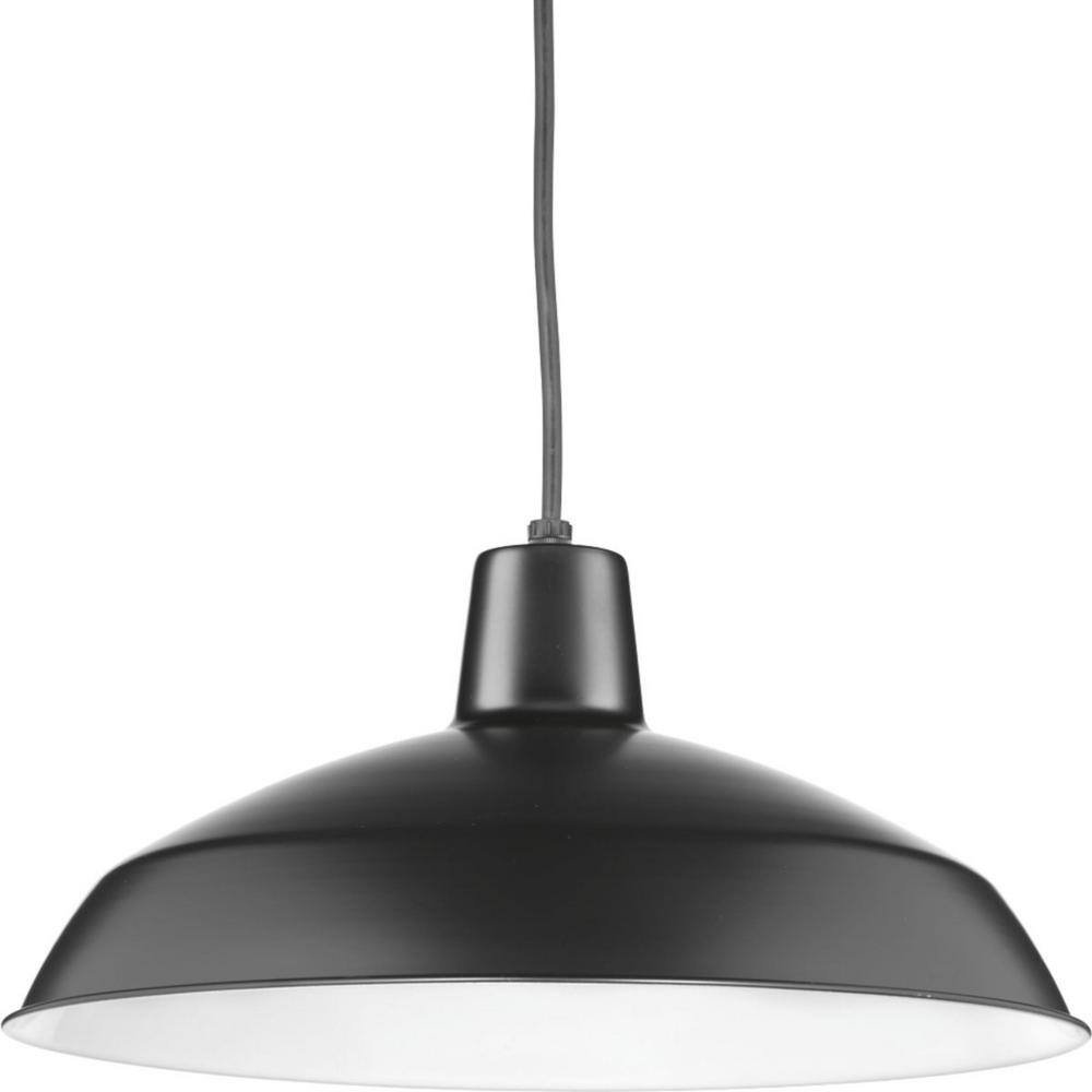 Matte Black Glass Indoor/Outdoor Pendant Light, 16" Wide