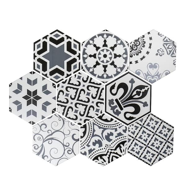Jeffrey Court Potpourri Medley White/Gray 7.875 in. x 9 in. Matte Ceramic Wall Tile (7.5 sq. ft. / case)