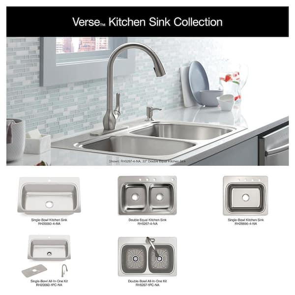 KOHLER Verse Stainless Steel 25 in. Single Bowl Drop-In Kitchen Sink  K-RH28896-4-NA - The Home Depot