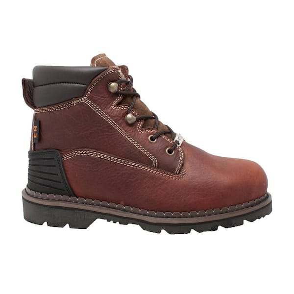 Men's Tumbled 6'' Work Boots - Steel Toe - Brown Size 8(W)