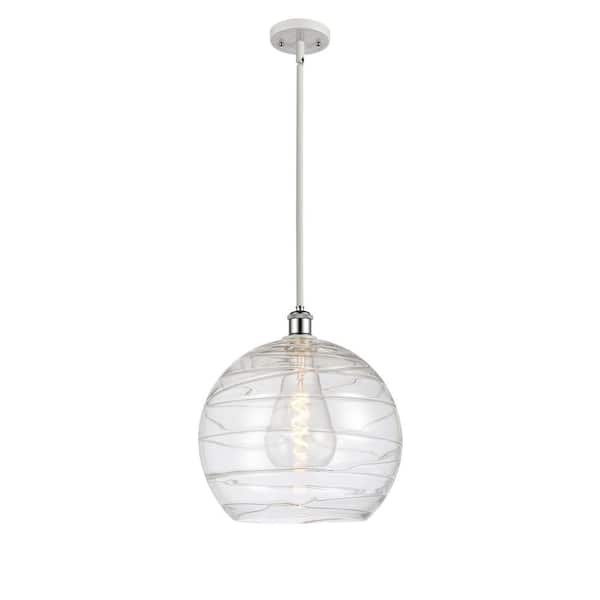 Innovations Athens Deco Swirl 1-Light White and Polished Chrome Globe Pendant Light with Clear Deco Swirl Glass Shade