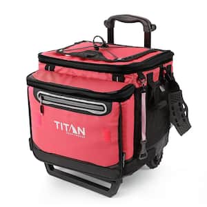 40 qt. Collapsible Beverage Jug Cooler with Wheels and All-Terrain Cart, Red
