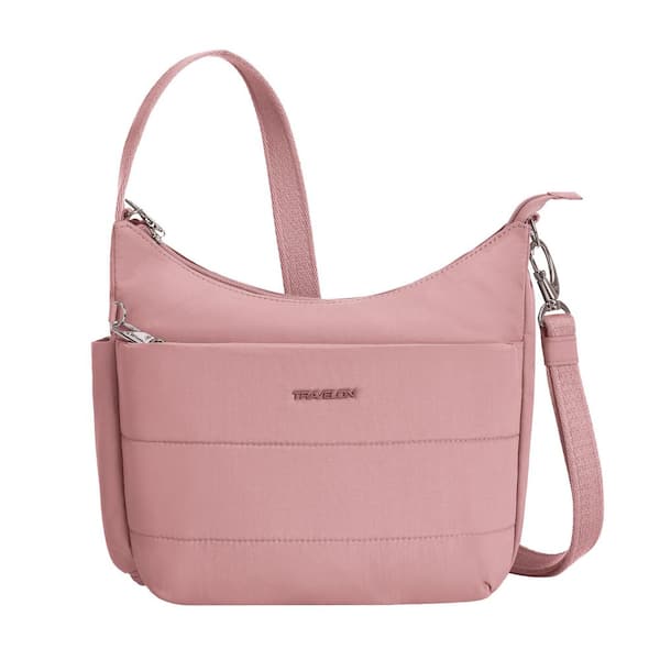 Travelon Anti-Theft Desert Pink Roam Medium Crossbody Tote Bag