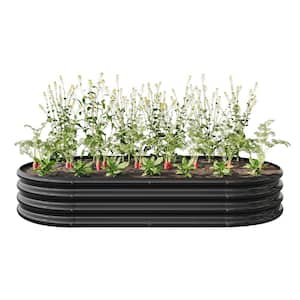 70 in. x 35 in. x 11 in. Oval Large Metal Raised Planter Bed for Plants, Vegetables and Flowers - Black