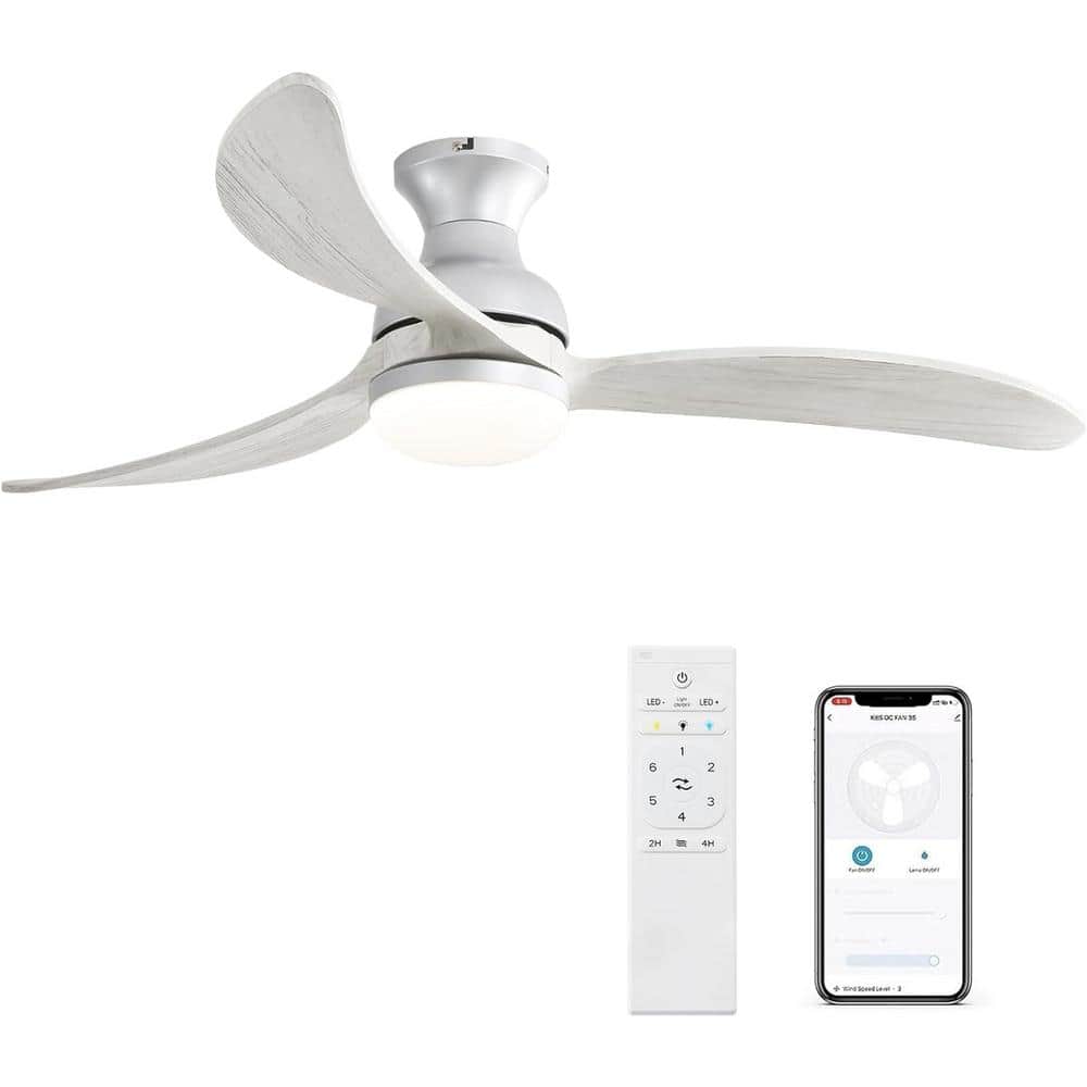 52 in. LED Indoor Silver Smart Ceiling Fan with Amperemeter Control and 3-C