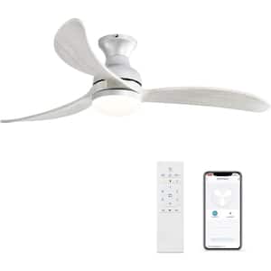 52 in. LED Indoor Silver Smart Ceiling Fan with Amperemeter Control and 3-Colors Adjustable