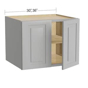 Grayson Pearl Gray Painted Plywood Shaker Assembled Wall Kitchen Cabinet Soft Close 30 in W x 24 in D x 24 in H