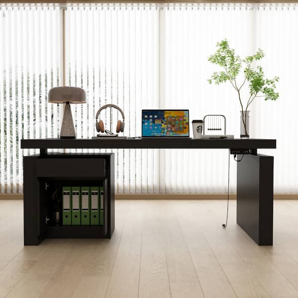 FUFU&GAGA L-Shaped 70.9 in. W Adjustable Height Desk