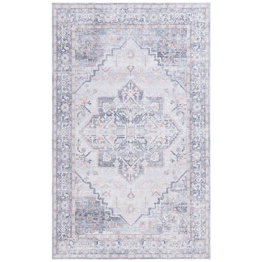 Arizona Gray/Light Gray 6 ft. x 9 ft. Distressed Border Ornate Machine Washable Area Rug price history on PriceWatchPro