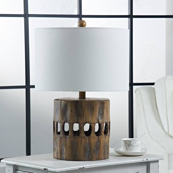 white and wood lampshade