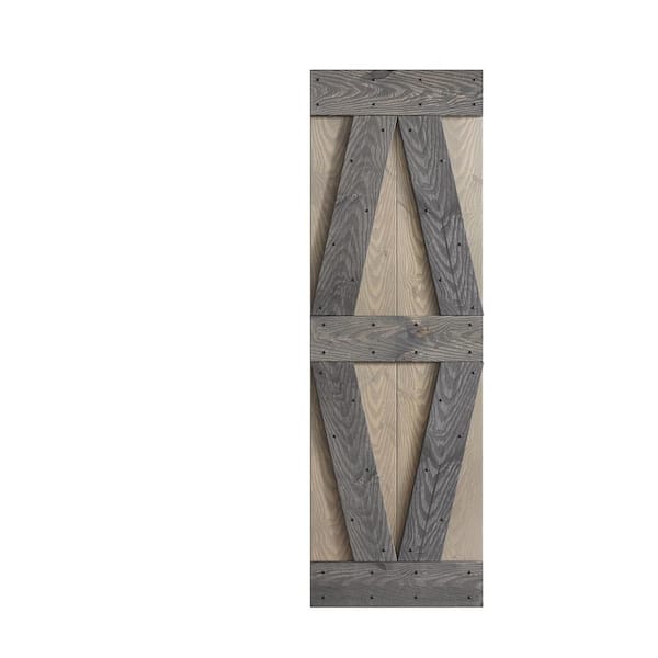 COAST SEQUOIA INC X Series Embossing 24 in. x 84 in. Light Gray/Dark Gray DIY Knotty Wood Sliding Door Slab