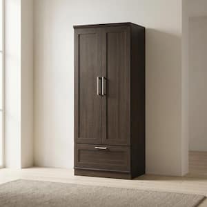 HODEDAH 2-Door Armoire with 2-Drawers in Chocolate HI29 Chocolate
