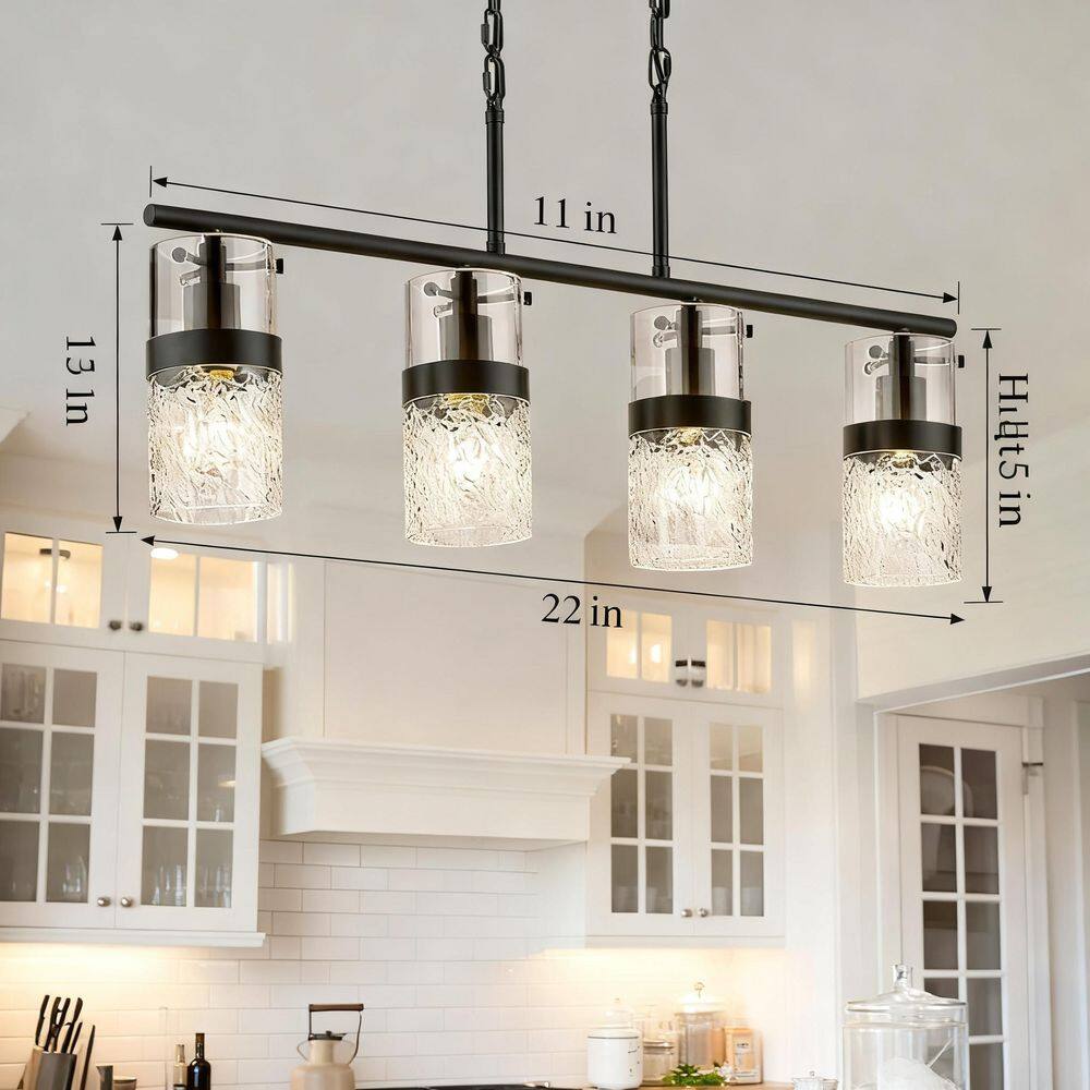 4-Light Matte Black Linear Island Pendant Lights with Clear Glass Shades for Kitchen and Dining Room price history on PriceWatchPro