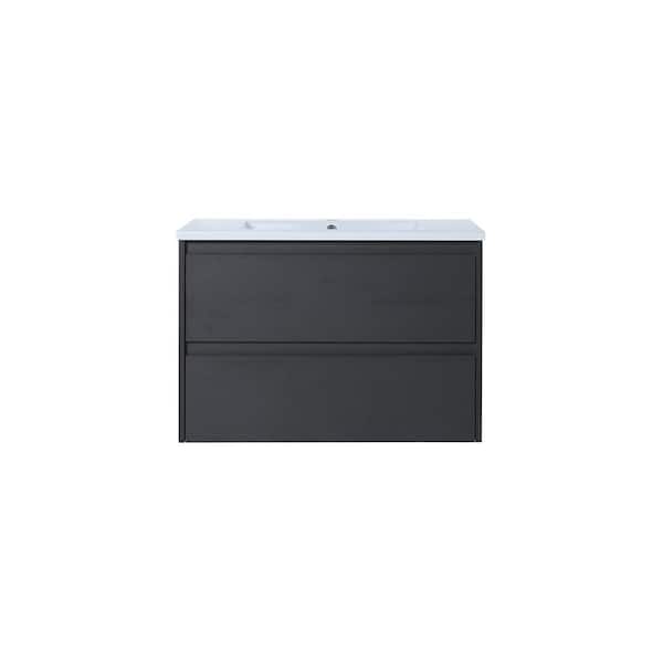 UPIKER Modern 30 in. W X 18 in. D x 20 in. H Bath Vanity in Gray with White Resin Vanity Top