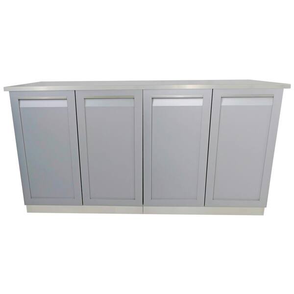 4 Life Outdoor 3-Piece 66 in. x 36 in. x 24 in. Stainless Steel Outdoor Kitchen Cabinet Set with Powder Coated Doors in Gray
