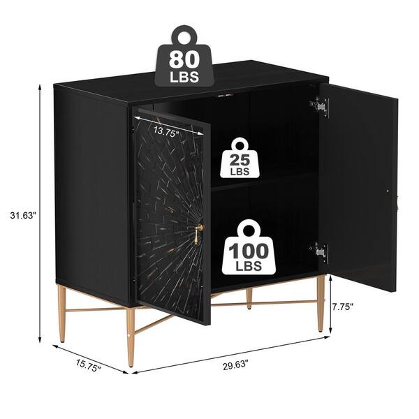 Clihome 15.75-in W x 31.63-in H Mdf Black Freestanding Utility Storage Cabinet