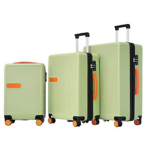 3-Piece Green Expandable ABS Hardshell Spinner 20 in. plus 24 in. plus 28 in. Luggage Set, Telescoping Handle, TSA Lock