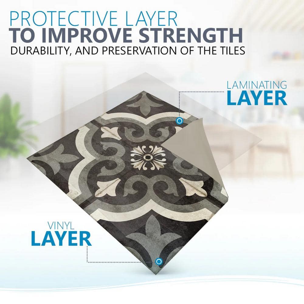 5x5 Inch Black and White Vinyl Peel and Stick Mosaic Tiles