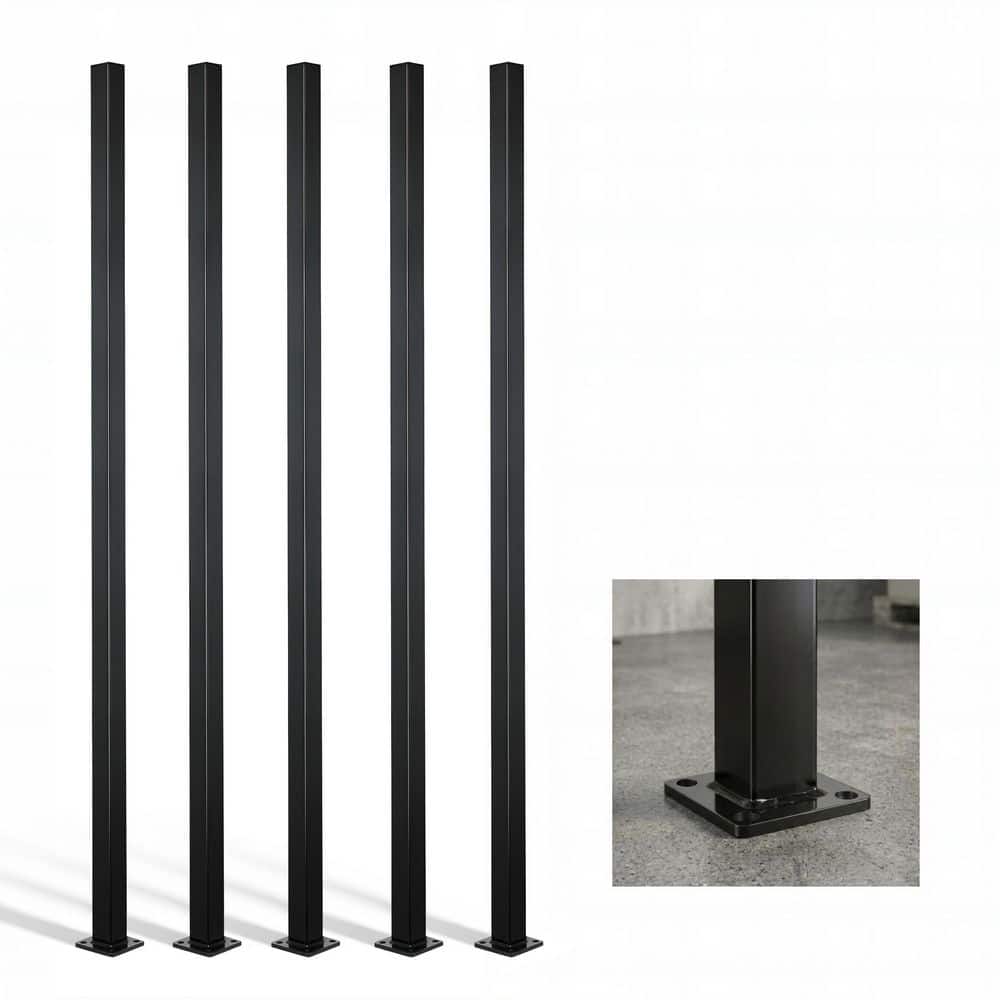 2in. x 2in. x 6ft. Black Steel Fencing Border Post with Base Plate and Cap (5-Pack) price history on PriceWatchPro