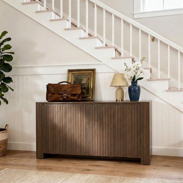 Uixe Chocolate 31.69 in. H 4 Doors Accent Storage Cabinet With 2