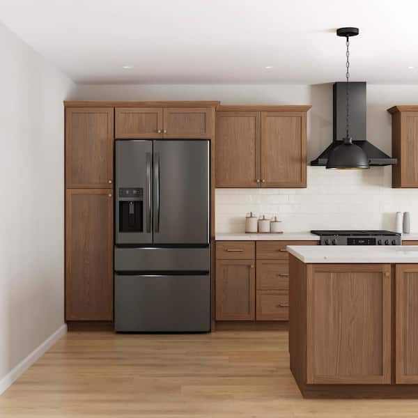 Sinclair 18 in. W x 24 in. D x 84 in. H Assembled Pantry Cabinet in Shaker Saddle Oak