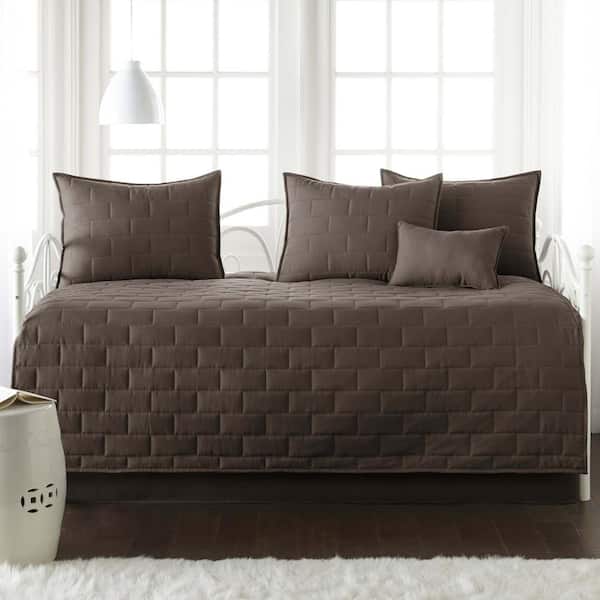 SOUTHSHORE FINE LINENS Brickyard 6-Piece Brown Microfiber Daybed Set