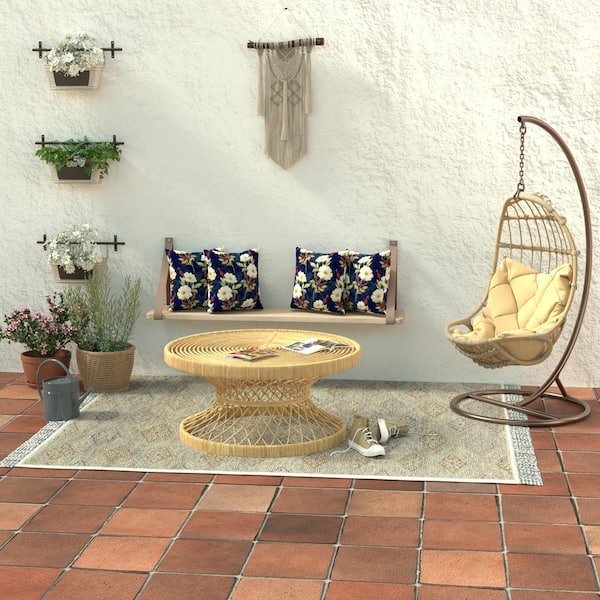 Jordan Manufacturing 16 in. L x 16 in. W x 7 in. T Outdoor Throw Pillow in Rose Garden (2-Pack)