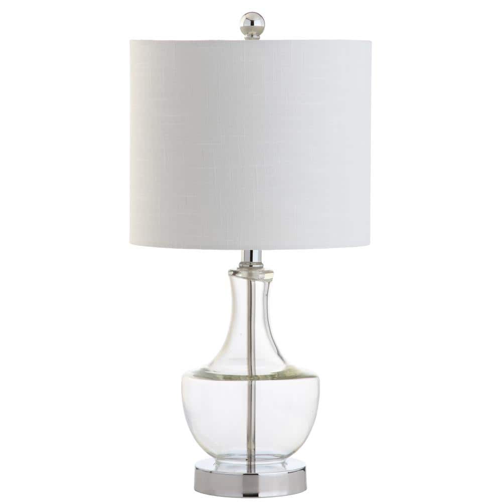 Colette 20" Clear Glass Mini Table Lamp with White Linen Shade