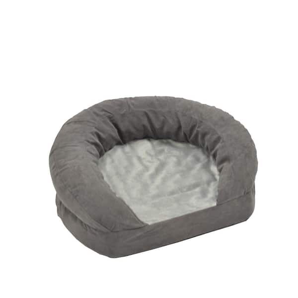 K and H Pet Products Ortho Bolster Sleeper Large Gray Velvet Dog Bed