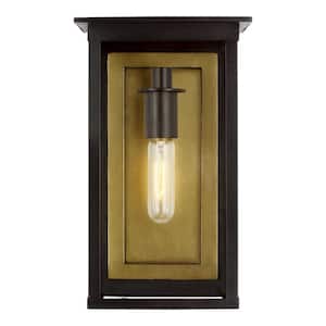 Freeport Medium 1-Light Heritage Copper Outdoor Hardwired Wall Lantern Sconce with Clear Glass Rectangular Shade