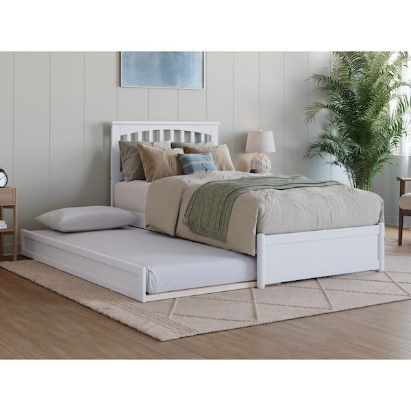 AFI Everett White Solid Wood Frame Twin XL Platform Bed with Panel ...